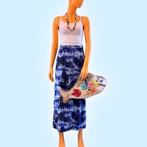 JOSEPHINE CHAUS Silk Palm Print Slip Skirt